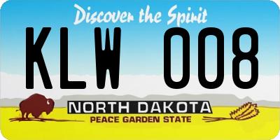 ND license plate KLW008