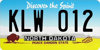 ND license plate KLW012