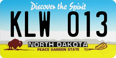 ND license plate KLW013