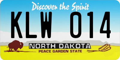 ND license plate KLW014