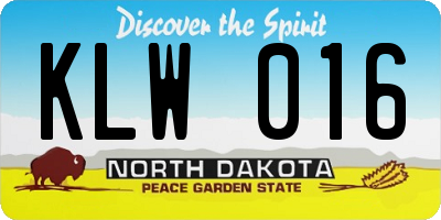 ND license plate KLW016