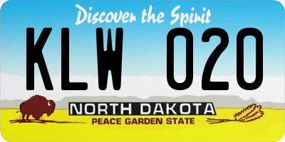 ND license plate KLW020