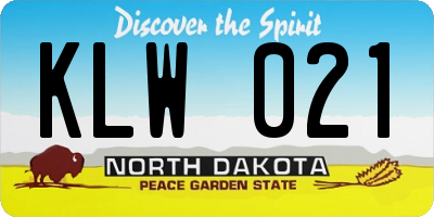 ND license plate KLW021