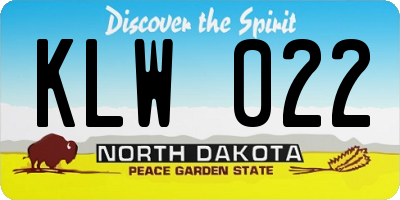 ND license plate KLW022