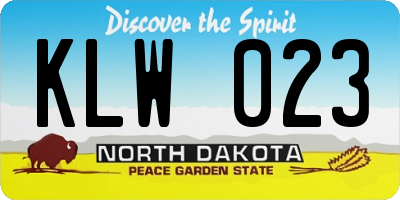ND license plate KLW023
