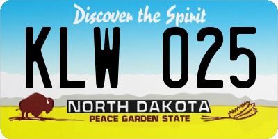 ND license plate KLW025
