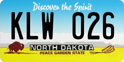 ND license plate KLW026