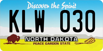 ND license plate KLW030
