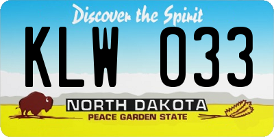ND license plate KLW033