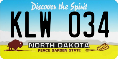 ND license plate KLW034
