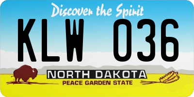 ND license plate KLW036