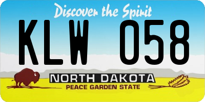 ND license plate KLW058