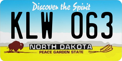 ND license plate KLW063