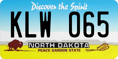 ND license plate KLW065