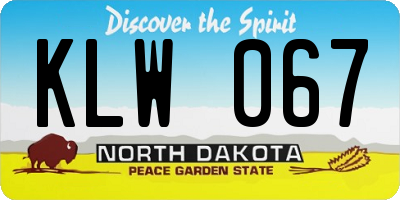 ND license plate KLW067