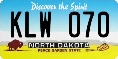 ND license plate KLW070