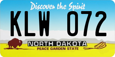 ND license plate KLW072