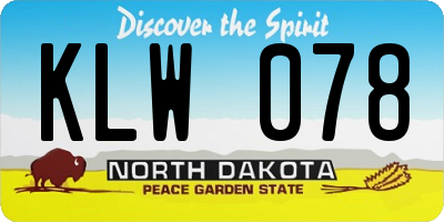 ND license plate KLW078