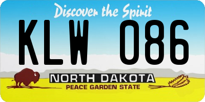 ND license plate KLW086
