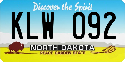 ND license plate KLW092