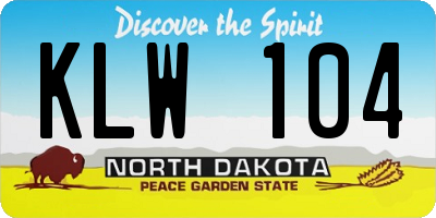 ND license plate KLW104