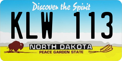ND license plate KLW113