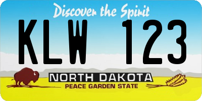 ND license plate KLW123