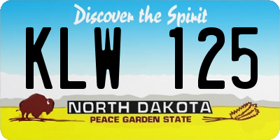 ND license plate KLW125
