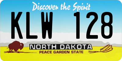 ND license plate KLW128
