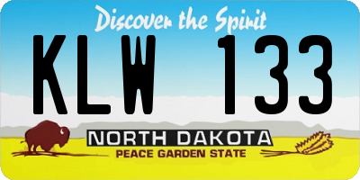 ND license plate KLW133