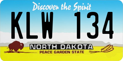 ND license plate KLW134