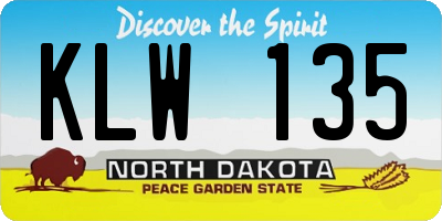 ND license plate KLW135