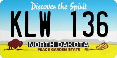 ND license plate KLW136