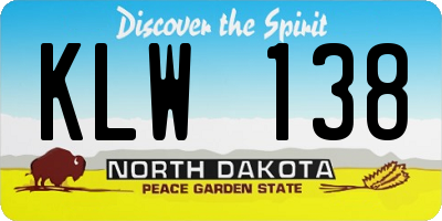 ND license plate KLW138