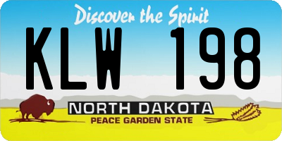 ND license plate KLW198