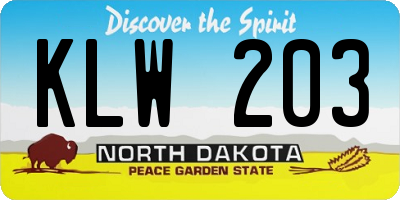 ND license plate KLW203