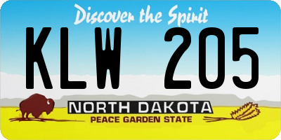 ND license plate KLW205