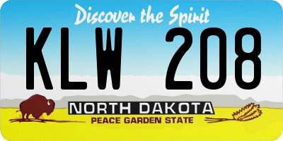 ND license plate KLW208