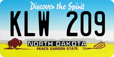 ND license plate KLW209