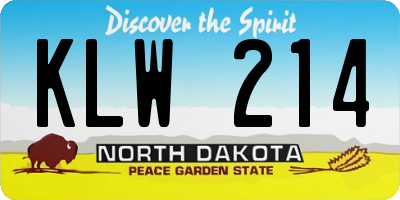 ND license plate KLW214