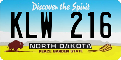 ND license plate KLW216