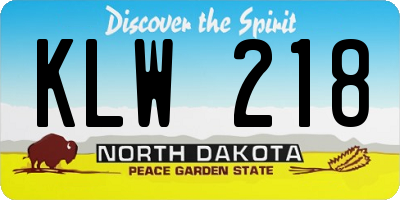 ND license plate KLW218