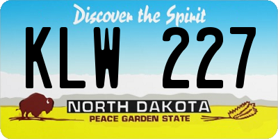 ND license plate KLW227