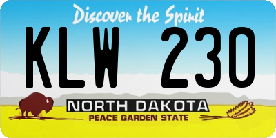 ND license plate KLW230