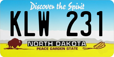ND license plate KLW231