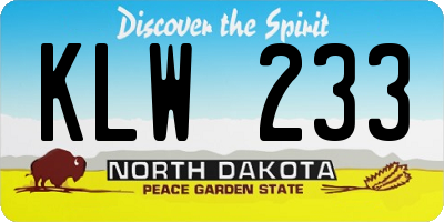 ND license plate KLW233
