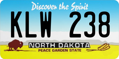 ND license plate KLW238