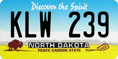 ND license plate KLW239