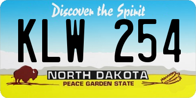 ND license plate KLW254