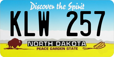 ND license plate KLW257